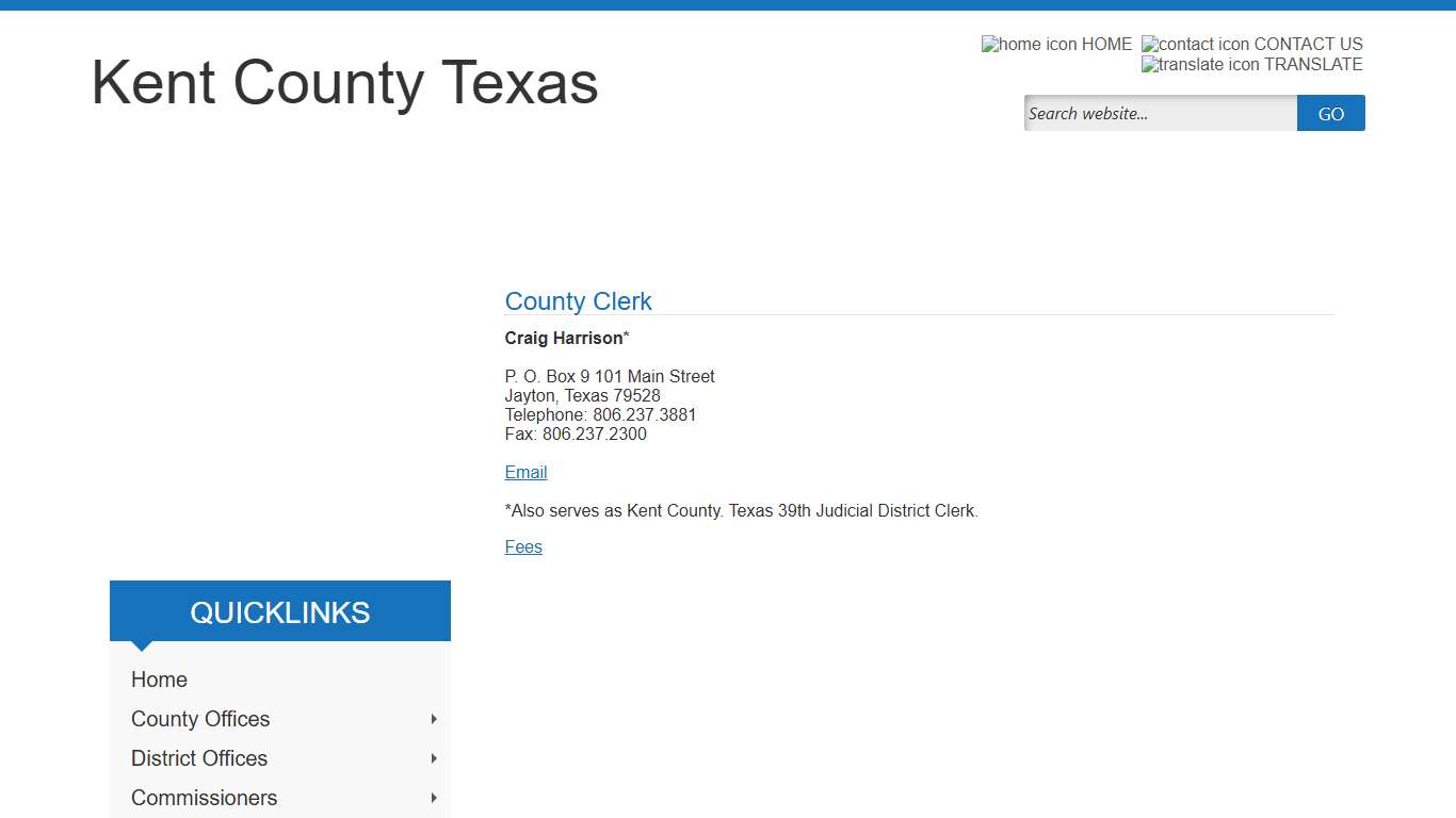 County Clerk - Kent County, TX