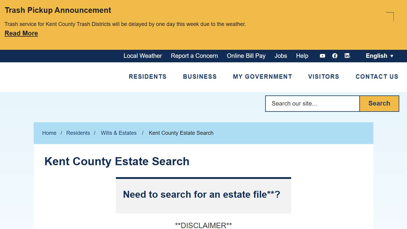 Kent County Estate Search Kent County Levy Court