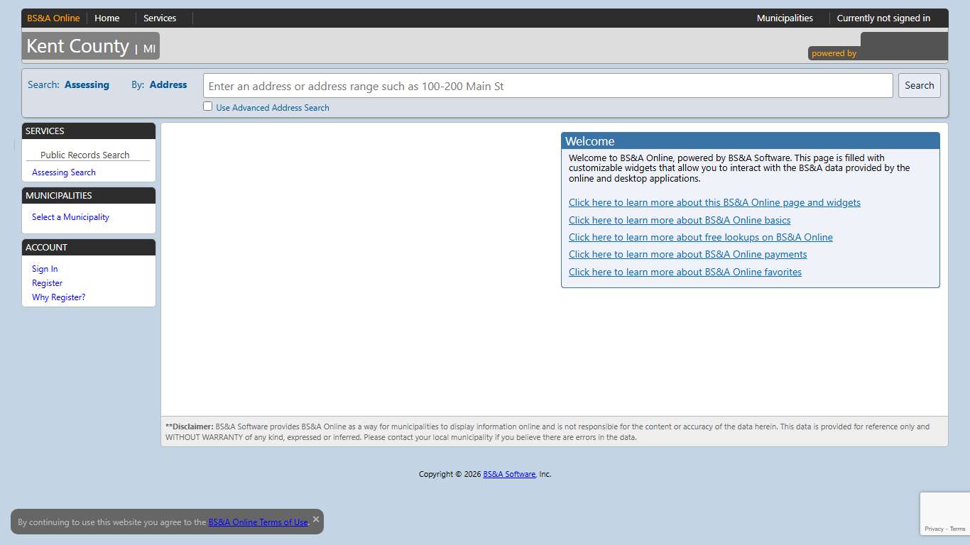 Home Kent County BS&A Online